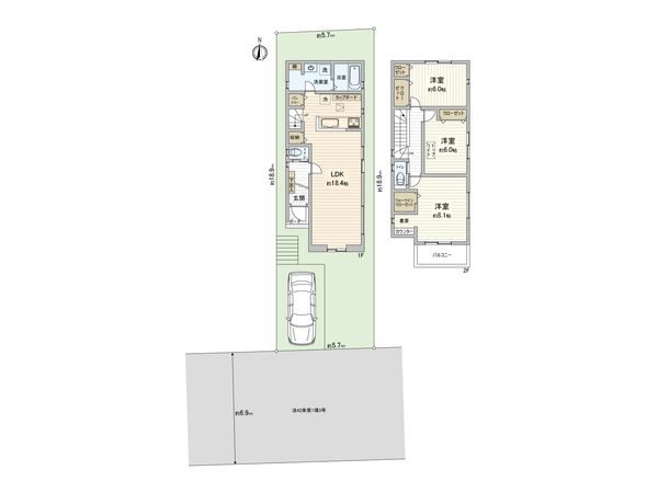 保土ヶ谷区月見台 新築戸建3号棟 間取図