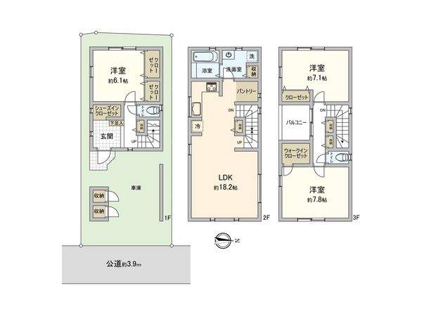 保土ケ谷上星川3丁目 B号棟 間取図(平面図) 保土ケ谷上星川3丁目 B号棟 間取図(平面図)
