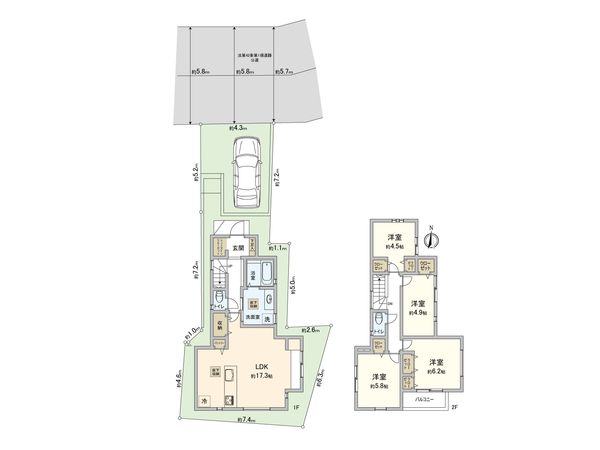西区東久保町 新築戸建 間取図(平面図) 西区東久保町 新築戸建 間取図(平面図)