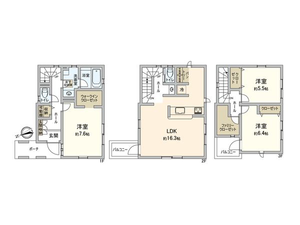 保土ケ谷区新桜ケ丘1丁目 新築戸建2号棟 間取図(平面図)