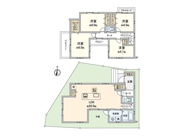 保土ケ谷区月見台 新築戸建2号棟 間取図(平面図) 保土ケ谷区月見台 新築戸建2号棟 間取図(平面図)