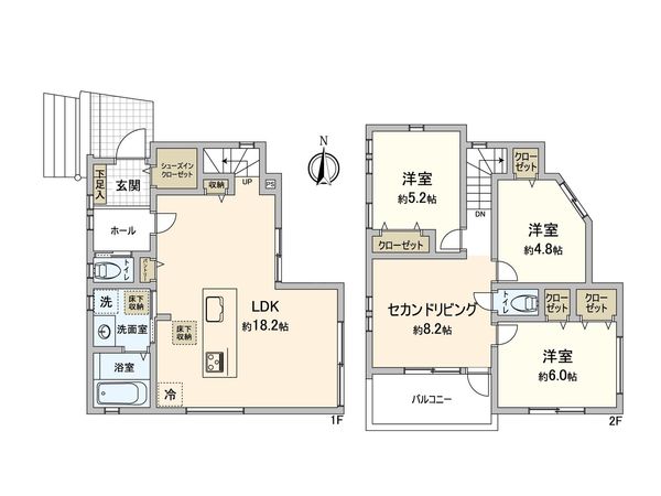 保土ケ谷区月見台 新築戸建1号棟 間取図(平面図) 保土ケ谷区月見台 新築戸建1号棟 間取図(平面図)