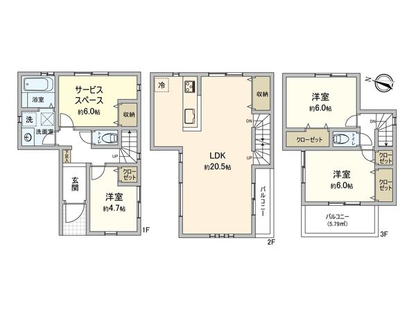保土ケ谷区桜ケ丘2丁目 新築戸建3号棟 間取図(平面図) 保土ケ谷区桜ケ丘2丁目 新築戸建3号棟 間取図(平面図)