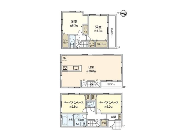 保土ケ谷区桜ケ丘2丁目 新築戸建4号棟 間取図(平面図) 保土ケ谷区桜ケ丘2丁目 新築戸建4号棟 間取図(平面図)