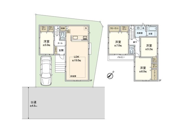 南区永田北2丁目 新築戸建3号棟 間取図(平面図)