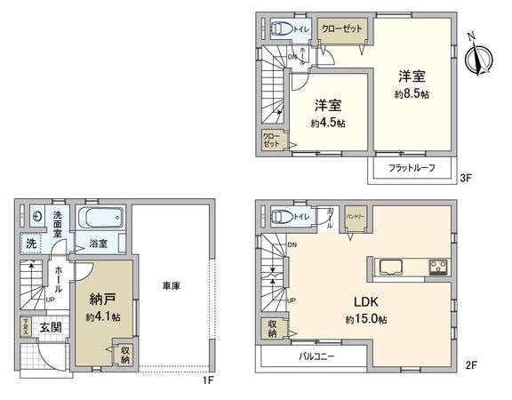 保土ケ谷区神戸町 新築戸建B号棟 間取図(平面図)
