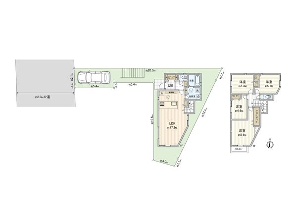 保土ケ谷区釜台町 新築戸建2号棟 間取図(平面図)