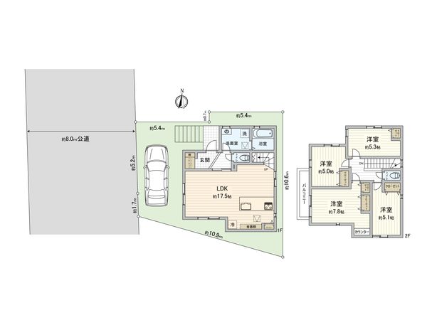 保土ケ谷区釜台町 新築戸建1号棟 間取図(平面図)