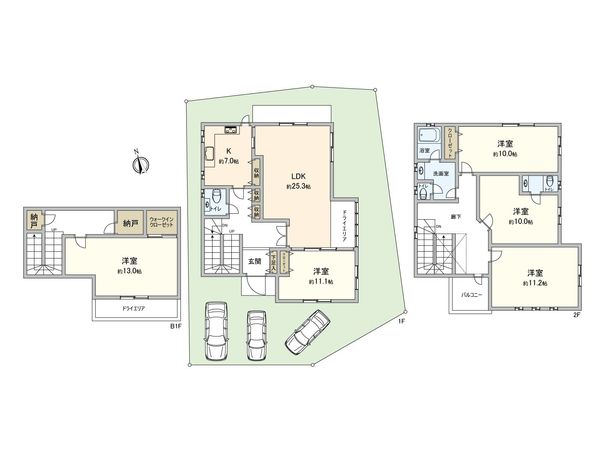 保土ケ谷区仏向町 戸建 間取図(平面図) 保土ケ谷区仏向町 戸建 間取図(平面図)