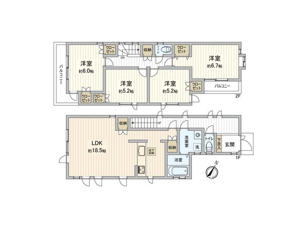 南区永田東2丁目 戸建 間取図(平面図) 間取図(平面図)