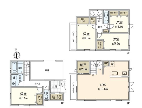 西区東久保町 新築戸建 B号棟 間取図(平面図)