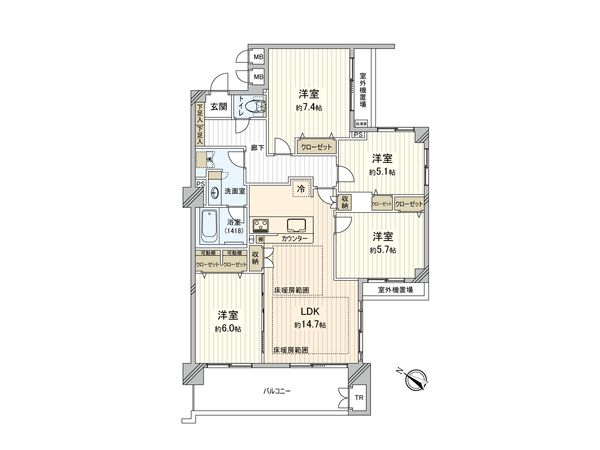 セントラルコート横濱井土ケ谷 間取図(平面図) セントラルコート横濱井土ケ谷 間取図(平面図)
