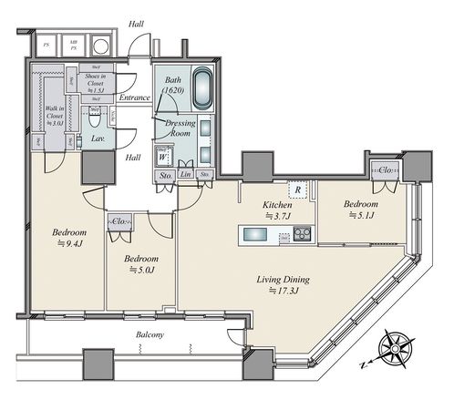 ザ・パークハウス西新宿タワー60 間取図(平面図)