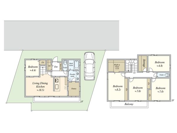 東が丘1丁目土地 建物プラン例 (間取り図)