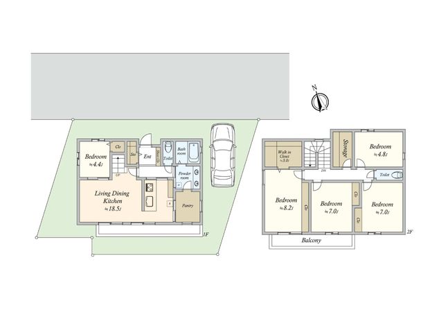 東が丘1丁目土地 建物プラン例 (間取り図)