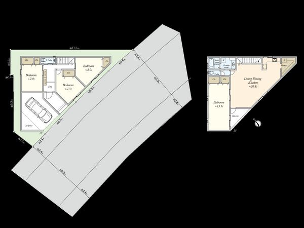 上馬5丁目 土地 建物プラン例 (間取り図) 上馬5丁目 土地 建物プラン例 (間取り図)