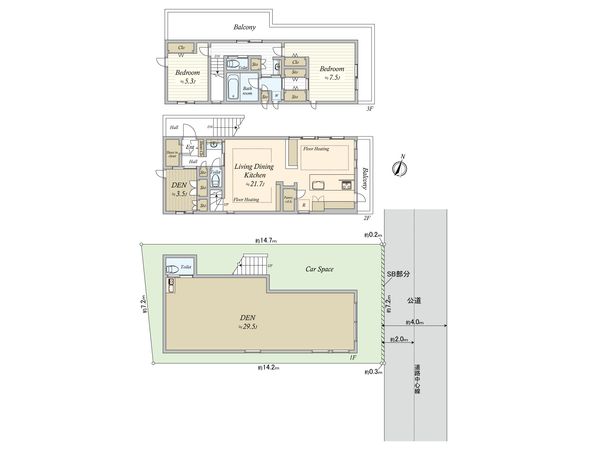 八雲1丁目店舗併用住宅 間取図(平面図) 八雲1丁目店舗併用住宅 間取図(平面図)