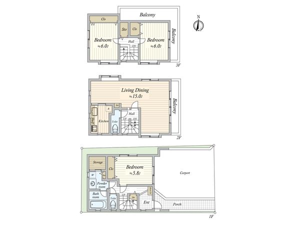 世田谷1丁目戸建 間取図(平面図) 世田谷1丁目戸建 間取図(平面図)