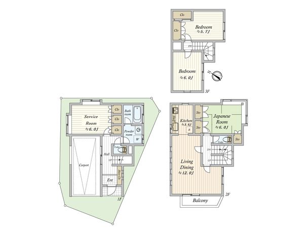 弦巻5丁目戸建 間取図(平面図)
