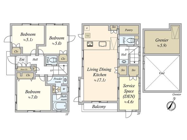 深沢6丁目 戸建(ファインコート深沢翠景邸) 間取図(平面図) 深沢6丁目 戸建(ファインコート深沢翠景邸) 間取図(平面図)
