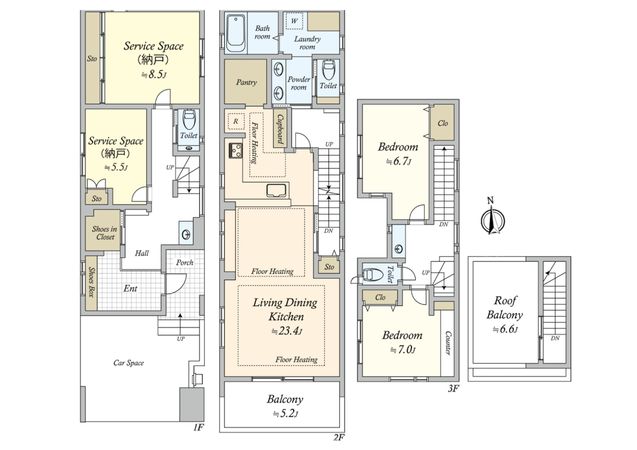 世田谷1丁目新築戸建B棟 間取図(平面図) 世田谷1丁目新築戸建B棟 間取図(平面図)