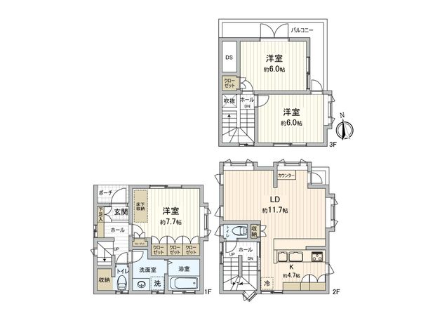 東が丘1丁目戸建 間取図(平面図)