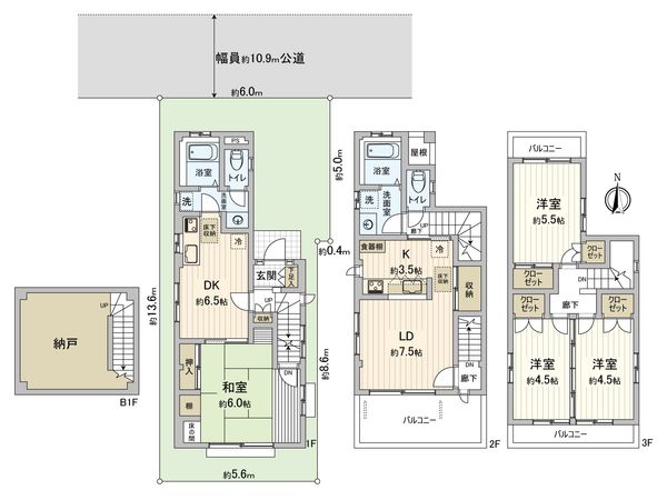 弦巻1丁目 戸建 間取図(平面図) 弦巻1丁目 戸建 間取図(平面図)