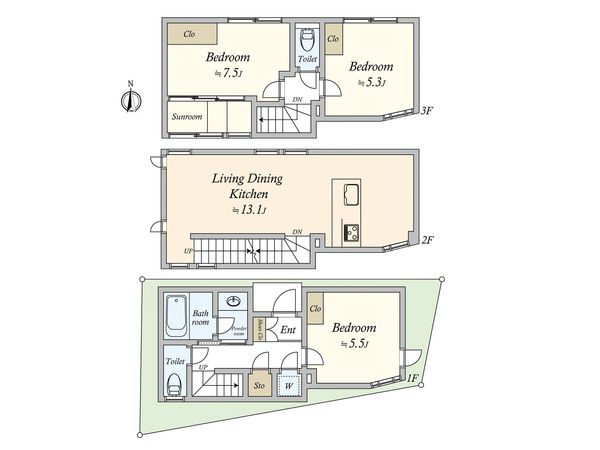 世田谷4丁目 新築戸建 間取図(平面図) 世田谷4丁目 新築戸建 間取図(平面図)