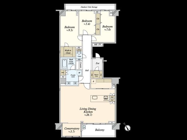ライオンズマンション弦巻グランフォート 間取図(平面図) 間取図(平面図)