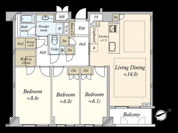 ラ・コルダ弦巻 ガーデンコート 間取図(平面図)