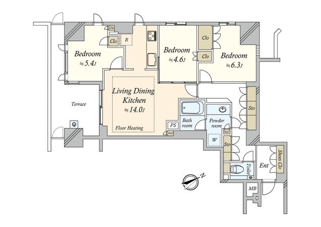 パークホームズ弦巻Bellir 間取図(平面図)