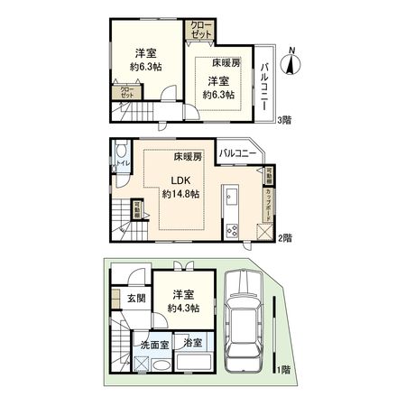 大島7丁目 新築戸建 A号棟 間取図(平面図)