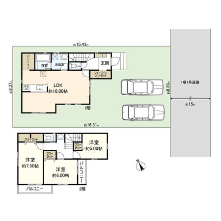 平井2丁目 借地権付新築戸建 間取図(平面図) 平井2丁目 借地権付新築戸建 間取図(平面図)
