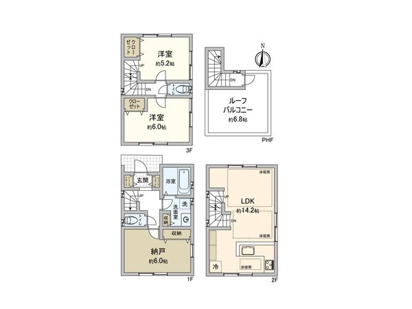 大島3丁目 新築戸建 間取図(平面図) 大島3丁目 新築戸建 間取図(平面図)
