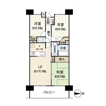 ライオンズステージ大島 ウエストアクエア 間取図(平面図) 間取図(平面図)