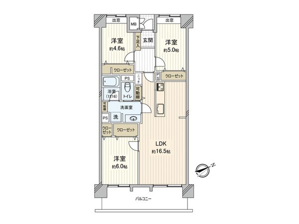 リバーウエスト D館 間取図(平面図)