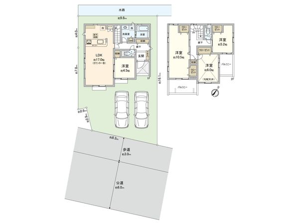 八潮市大字木曽 新築戸建 間取図(平面図) 八潮市大字木曽 新築戸建 間取図(平面図)