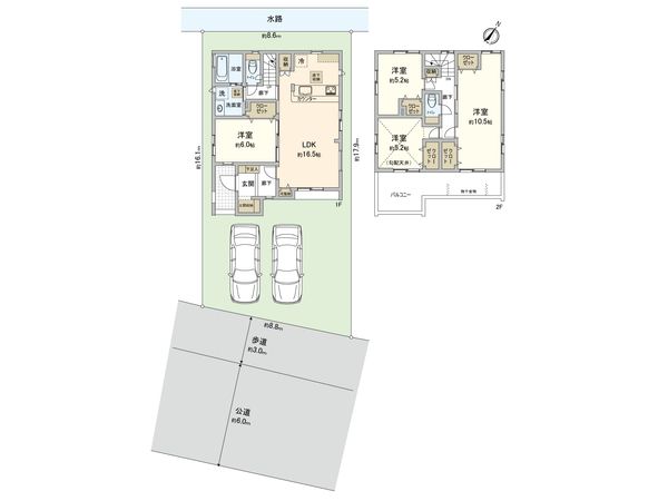 八潮市大字木曽根 新築戸建 間取図(平面図) 八潮市大字木曽根 新築戸建 間取図(平面図)