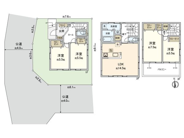 草加市谷塚仲町 新築戸建 間取図(平面図)