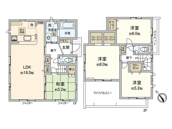 草加市新栄2丁目 新築戸建 間取図(平面図)