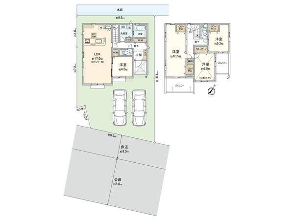 八潮市大字木曽根 新築戸建 間取図(平面図) 八潮市大字木曽根 新築戸建 間取図(平面図)