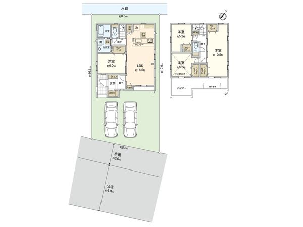 八潮市大字木曽根 新築戸建 間取図(平面図) 八潮市大字木曽根 新築戸建 間取図(平面図)
