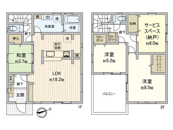八潮市大字南川崎 新築戸建 間取図(平面図) 間取図(平面図)