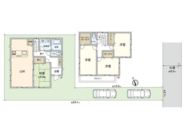 草加市稲荷4丁目 戸建 間取図(平面図)