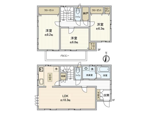 草加市谷塚町 戸建 間取図(平面図)