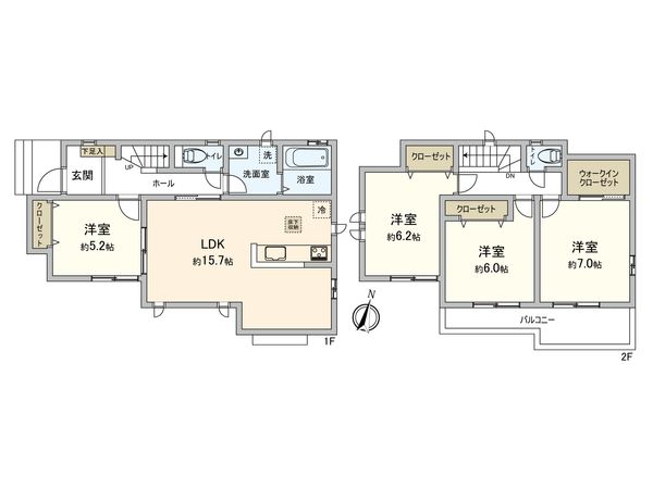 草加市清門2丁目 新築戸建 間取図(平面図) 間取図(平面図)