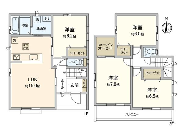 草加市西町 新築戸建 間取図(平面図) 間取図(平面図)