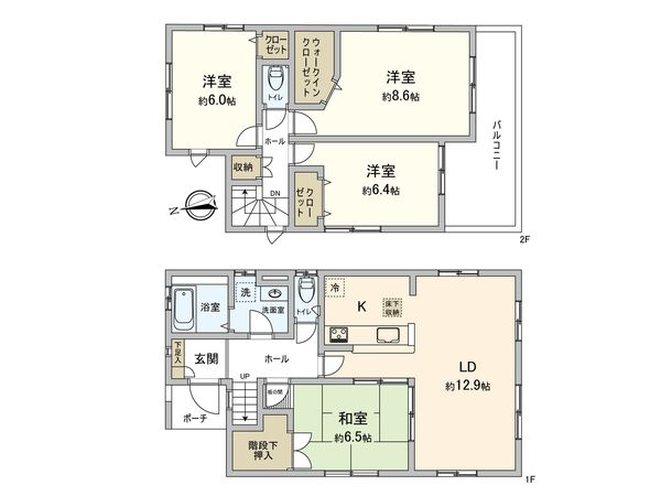 草加市手代1丁目 戸建 間取図(平面図)