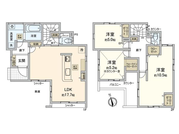 草加市新善町 新築戸建 間取図(平面図)