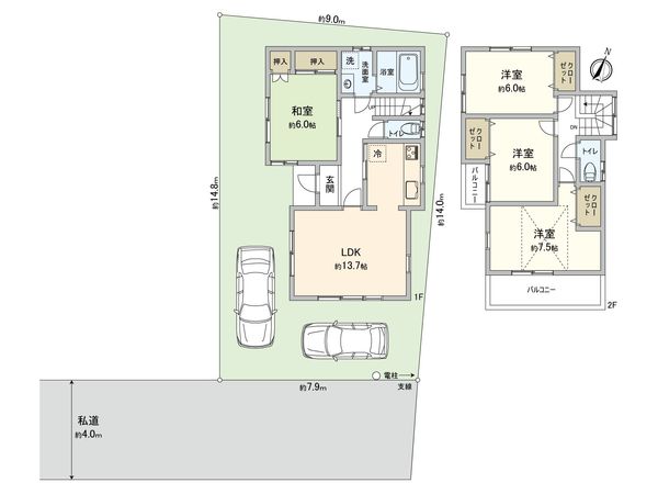 三郷市彦成1丁目 戸建 間取図(平面図)